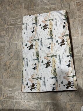 Western Print Minky Kids blanket in White and Brown